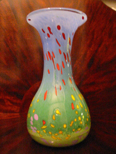 Modern Abstract Glass Vase Signed Mad 98 Hand Blown - Designer Unique Finds 
