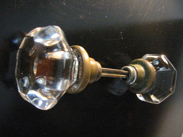 Mid Century Crystal Door Knob Metal Rod - Designer Unique Finds 