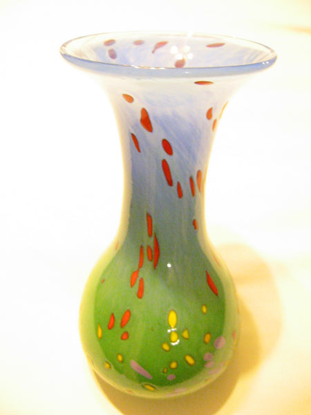 Modern Abstract Glass Vase Signed Mad 98 Hand Blown - Designer Unique Finds 