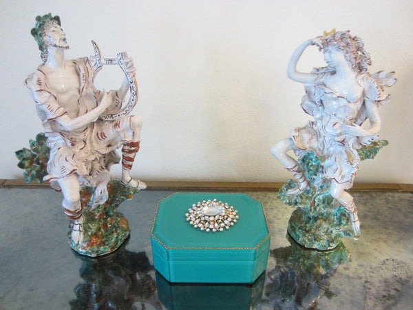 Blue Hexagonal Jewelry Box Center Sparkling Medallion - Designer Unique Finds 