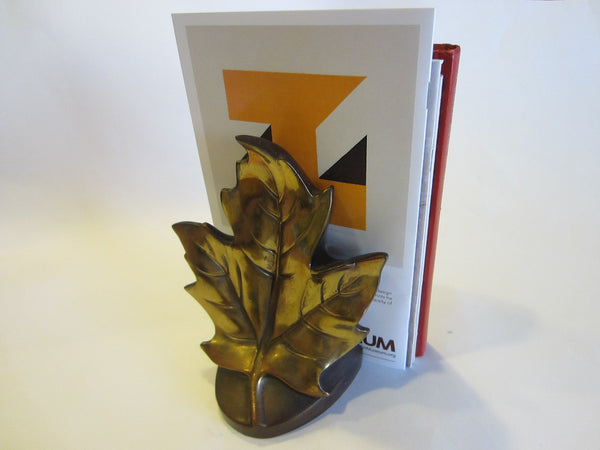 Bronze Maple Leaf Bookend Marked PMC 99B - Designer Unique Finds 
 - 1