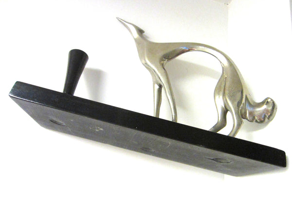 Art Deco Italian Metal Hound Pen Holder on Black Stone