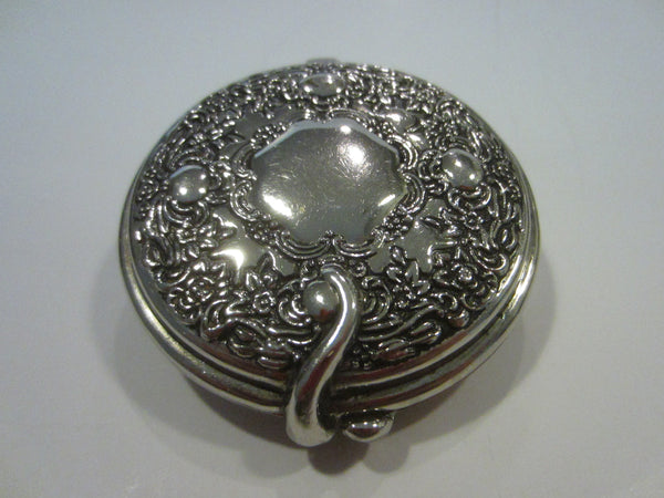 Silver Plated Miniature Monogrammed Mid Century Mirror Compact