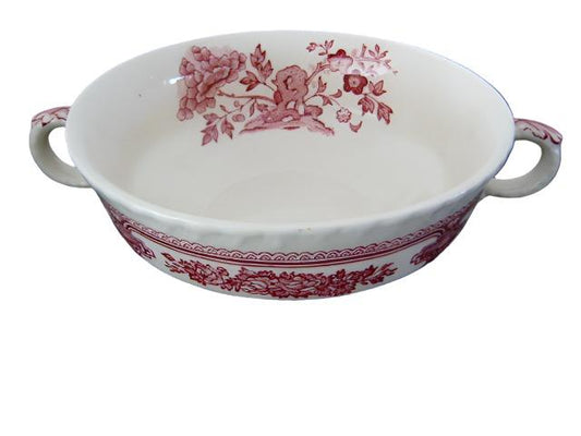 Masons Ironstone Bowl Patent Manchu England Burgundy Flowers - Designer Unique Finds 