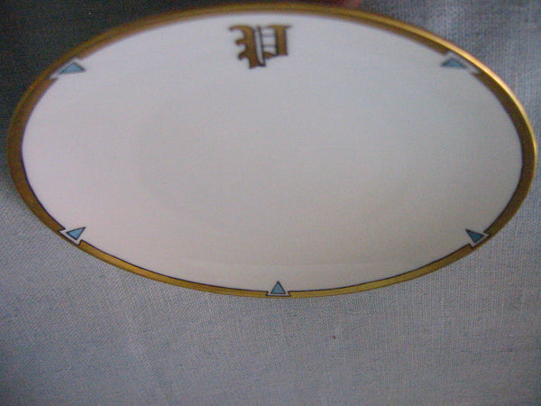 Bavaria Desert Plates Cobalt Monogram Gilt Decorated Porcelain Set - Designer Unique Finds 
 - 6