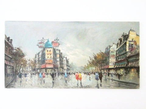 Antonio DeVity Paris Street Scene Signed Oil On Canvas Painting - Designer Unique Finds 