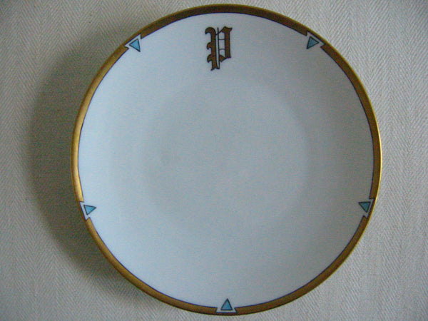 Bavaria Desert Plates Cobalt Monogram Gilt Decorated Porcelain Set - Designer Unique Finds 
 - 5