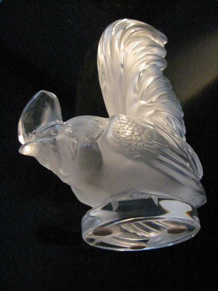 France R Lalique Coq Nain Crystal Rooster Sculpture