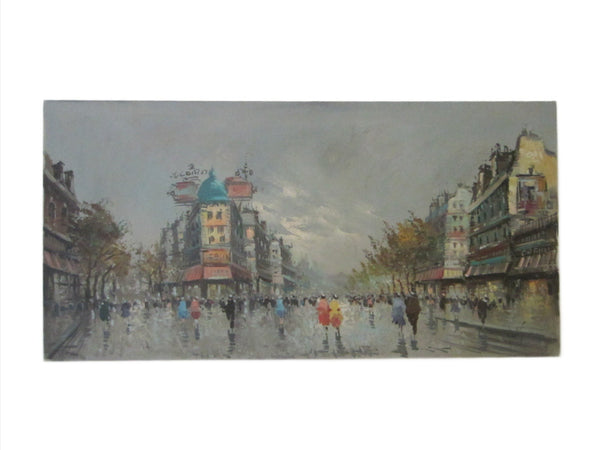 Antonio DeVity Paris Street Scene Signed Oil On Canvas Painting - Designer Unique Finds 