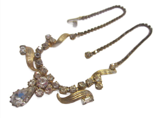 Tear Drop Cabochon Glass Gems Vintage Necklace