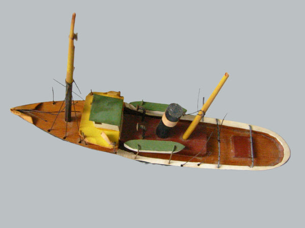 Model Cargo Ship Hand Carved Painted Titled GARM Made In Denmark