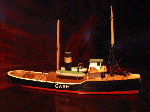 GARM Danish Hand Decorated Carved Model Cargo Ship - Designer Unique Finds 