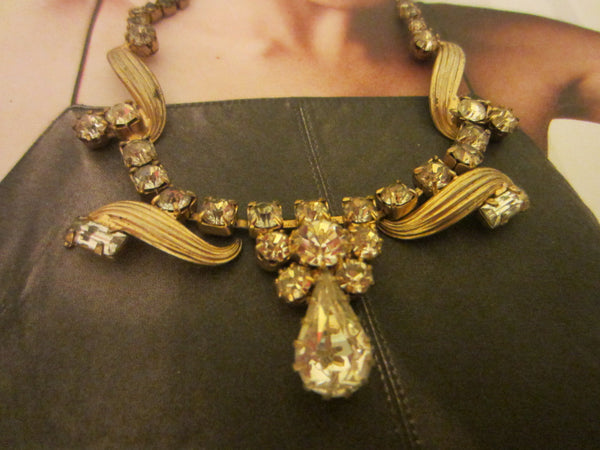Pear Shape Rhinestone Cabochon Choker Necklace - Designer Unique Finds 
 - 1