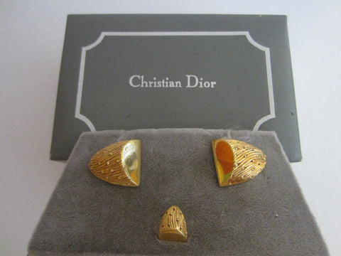 Christian Dior Golden Nuggets Mid Century Cuff Links Set - Designer Unique Finds 