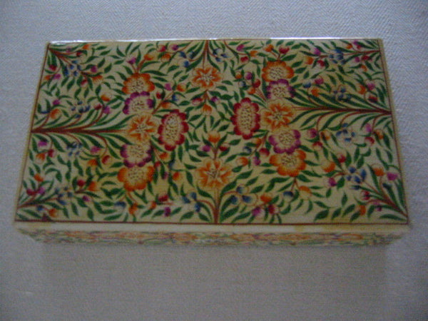 Papier Mache Lacquer Box Hand Crafted In Kashmir India Floral Decoration - Designer Unique Finds 
 - 2