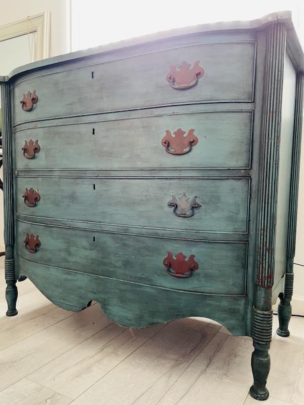 Mid Century Sea Foam Blue Green Painted Dresser Brass Pulls Mid Century Sea Foam Blue Green Painted Dresser Brass Pulls