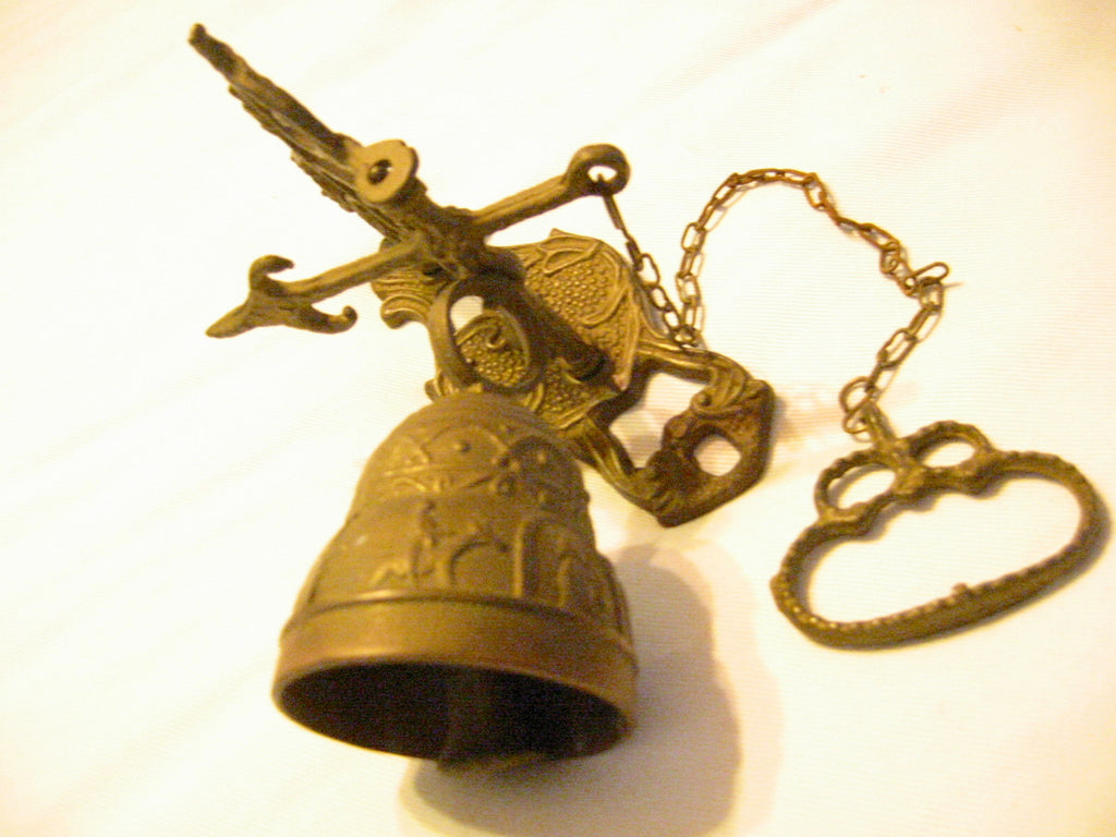 Brass Pool Chain Monastery Bell Ormolu High Relief - Designer Unique Finds 
 - 1