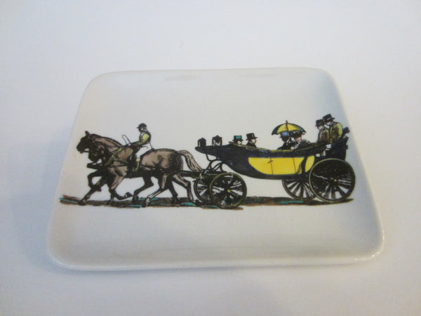 Fornasetti Milano Stagecoach Ceramic Tray Hand Painted Made In Italy - Designer Unique Finds 