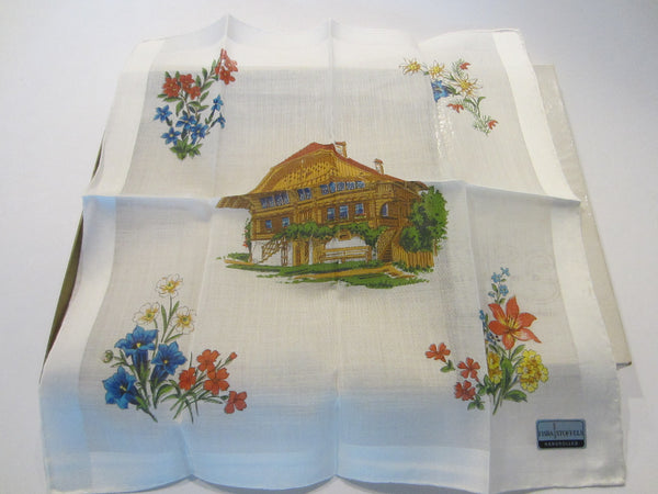 Mid Century Modern Handmade Embroidered Handkerchief Suite of Four