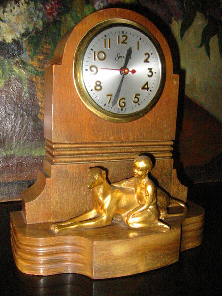 Art Deco Bronze Figurative Statue Master Crafters Sessions Clock
