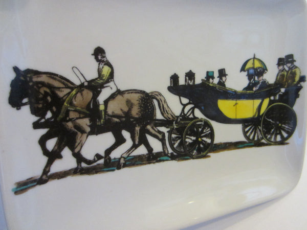 Fornasetti Milano Stagecoach Ceramic Tray Hand Painted Made In Italy - Designer Unique Finds 
