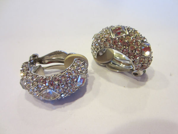 Joan Rivers Clip On Earrings Swarovsky Crystals Marked - Designer Unique Finds 