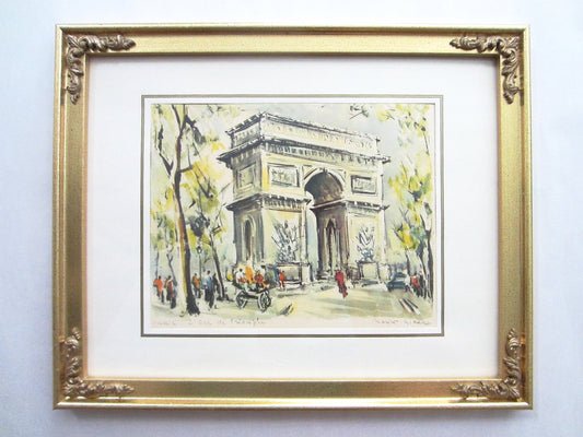 Marius Girard L Arc De Triomphe Impressionist Cityscape Signed French Lithograph - Designer Unique Finds 