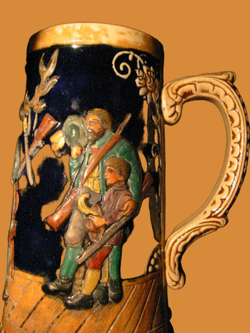 Majolica Figurative Hunting Mug With Provenance Made in Germany - Designer Unique Finds 