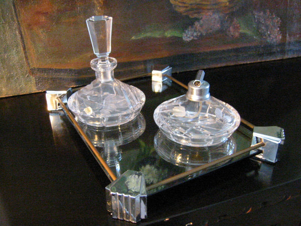 Echt Bleikristall Germany Crystal Hand Cut Perfumery Set Vanity Decor