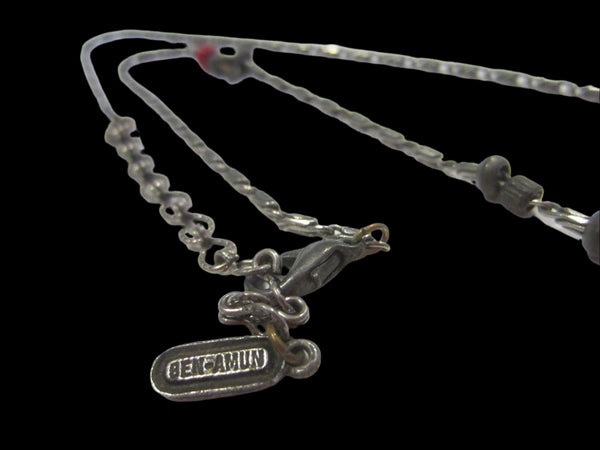 Ben Amun Beaded Gems Lariat Pewter Link Necklace