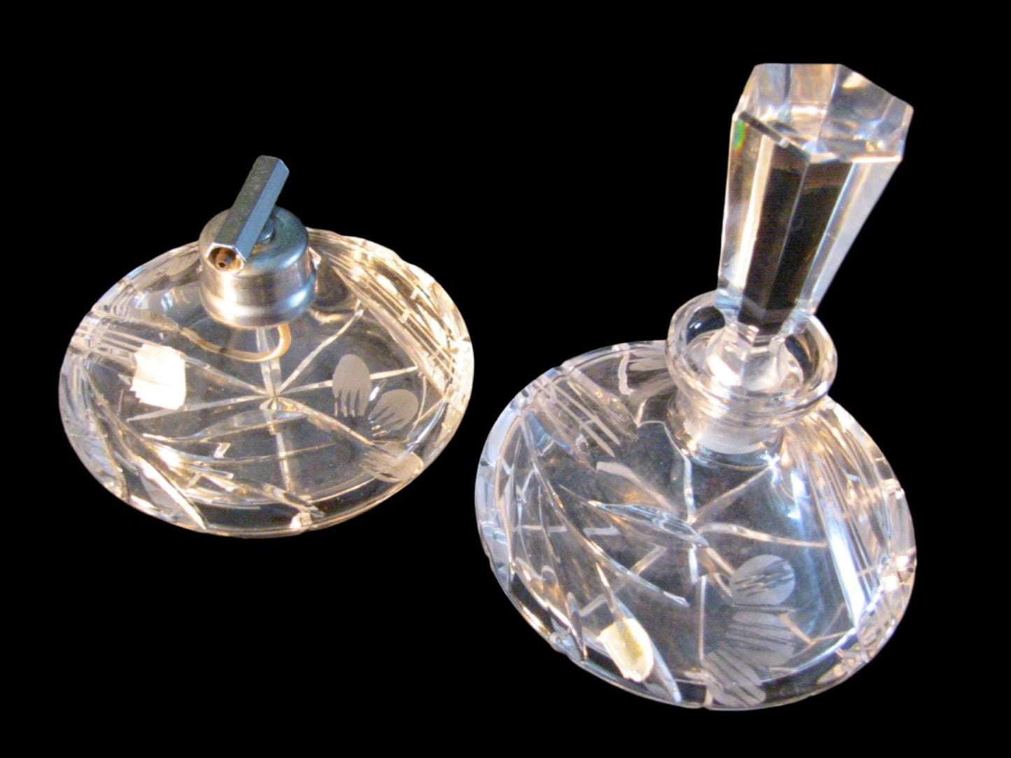 Echt Bleikristall Germany Hand Cut Perfumery Crystal Vanity Decor Duo