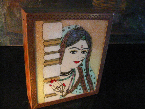 India Jewelry Boxes Painted Reverse Glass Portraits Inlaid Wood - Designer Unique Finds 
 - 1