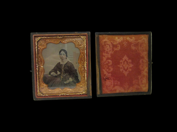 Apolotype Photograph Daguerreotype Double Case Gutta Percha Woman Portrait