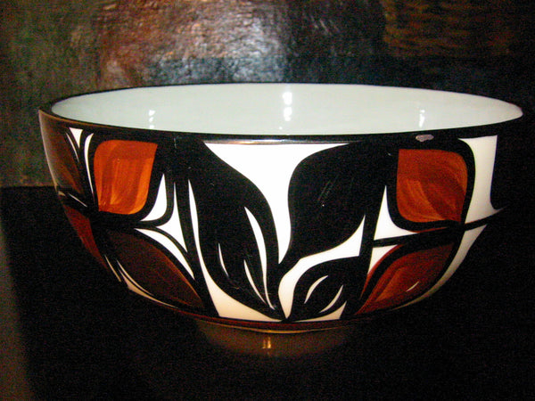 Hawaii Lei Glazed Ceramic Bowl Hand Crafted Signed Floral Design - Designer Unique Finds 