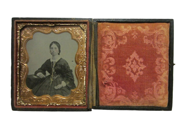 Apolotype Photograph Daguerreotype Double Case Gutta Percha Woman Portrait