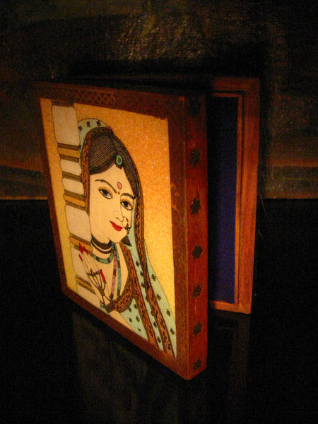 India Jewelry Boxes Painted Reverse Glass Portraits Inlaid Wood - Designer Unique Finds 
 - 3