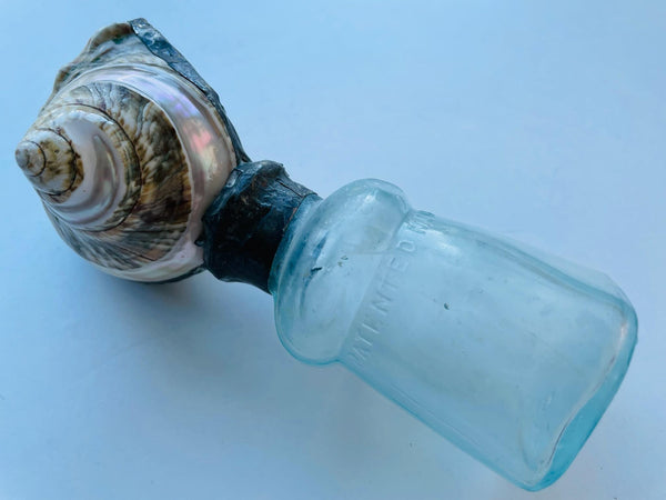 Nautical Seashells Hand Soldered Caps Glass Bottles Marked USA