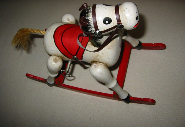 Enesco Wood Musial Rocking Horse Red Sleigh Toyland 1979 - Designer Unique Finds 
 - 3