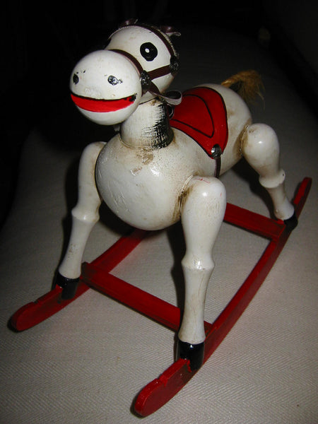 Enesco Wood Musial Rocking Horse Red Sleigh Toyland 1979 - Designer Unique Finds 
 - 4