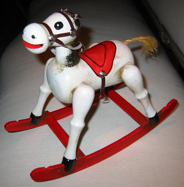 Enesco Wood Musial Rocking Horse Red Sleigh Toyland 1979 - Designer Unique Finds 
 - 1