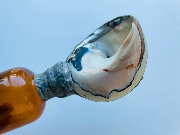 Nautical Seashells Hand Soldered Caps Glass Bottles Marked USA