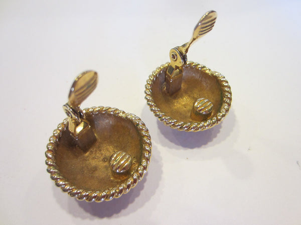 Monet Golden Clip on Earrings Designer Signed Copyrighted - Designer Unique Finds 
 - 2