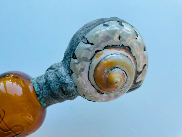 Nautical Seashells Hand Soldered Caps Glass Bottles Marked USA