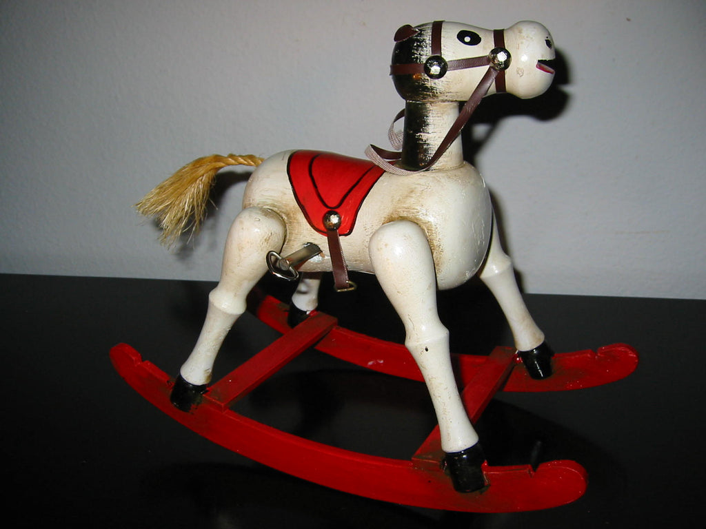 Mid Century Enesco Toyland Musial Rocking Horse