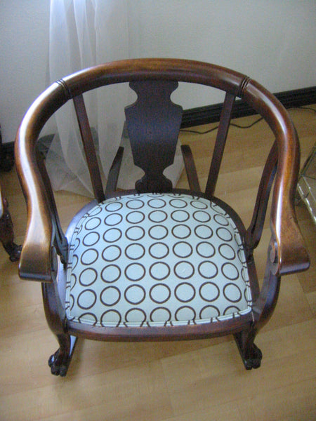 William IV Style Updated Upholstery Mahogany Rocking Chair