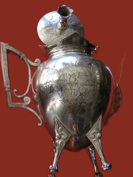 Roger Smith Co Conn New Haven Silver Plated Tea Kettle Circa 1884 Signed - Designer Unique Finds 
 - 3