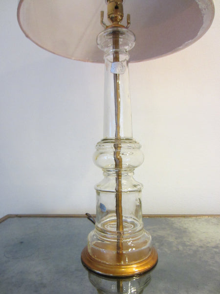 Italian Blown Glass Table Lamp Mid Century Drum Shade - Designer Unique Finds 