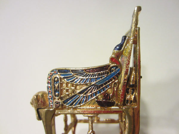 Throne Of Tut Egyptian Decorative Elaborated Golden Chair Statue - Designer Unique Finds 