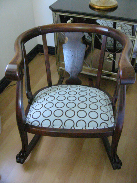 William IV Style Antique Mahogany Rocking Chair Updated Upholstery