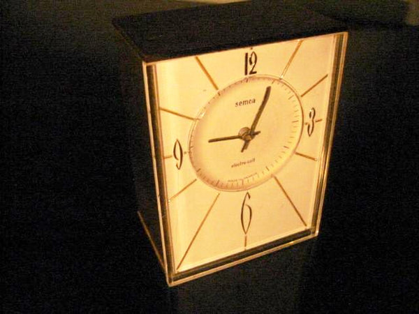 Semca Electro Cel France Brass Case Clock Quartz Seikosha - Designer Unique Finds 